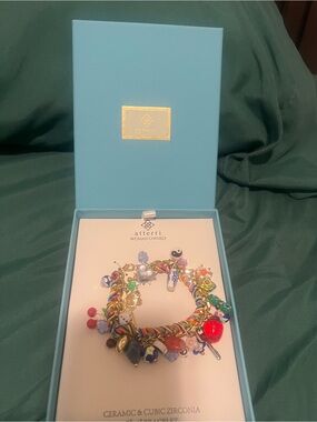 Multicolor Ceramic & Cubic Zirconia Charm Bracelet - Multicolor